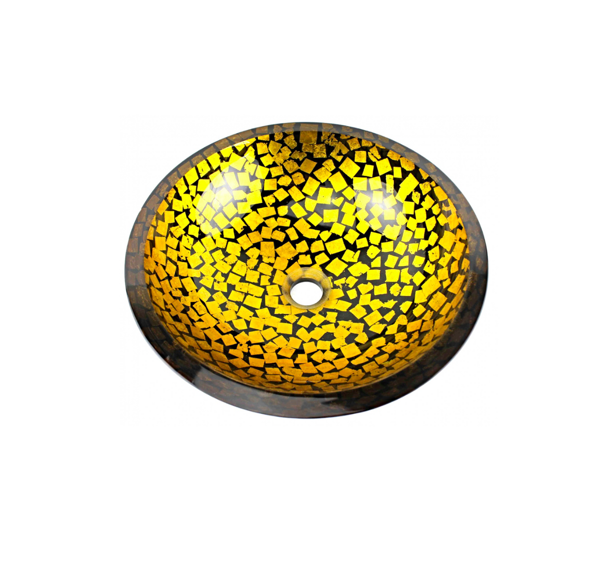 PERSIAN 420*140 Black * Gold Round Tempered Glass Vanity Basin - Thick Edge
