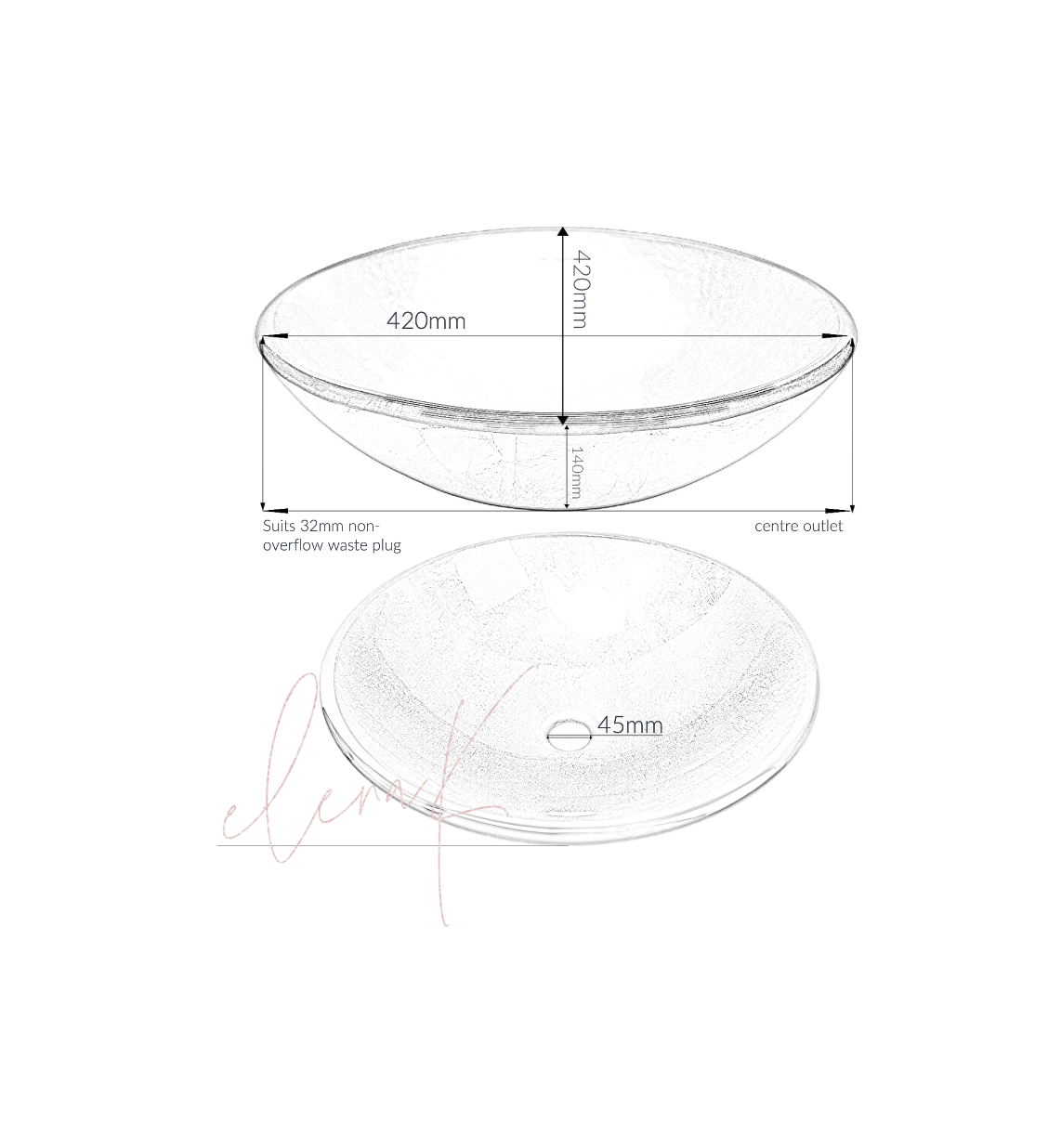 GOLDEN DUST 420*140 Dark Gold Round Tempered Glass Countertop Vanity Basin