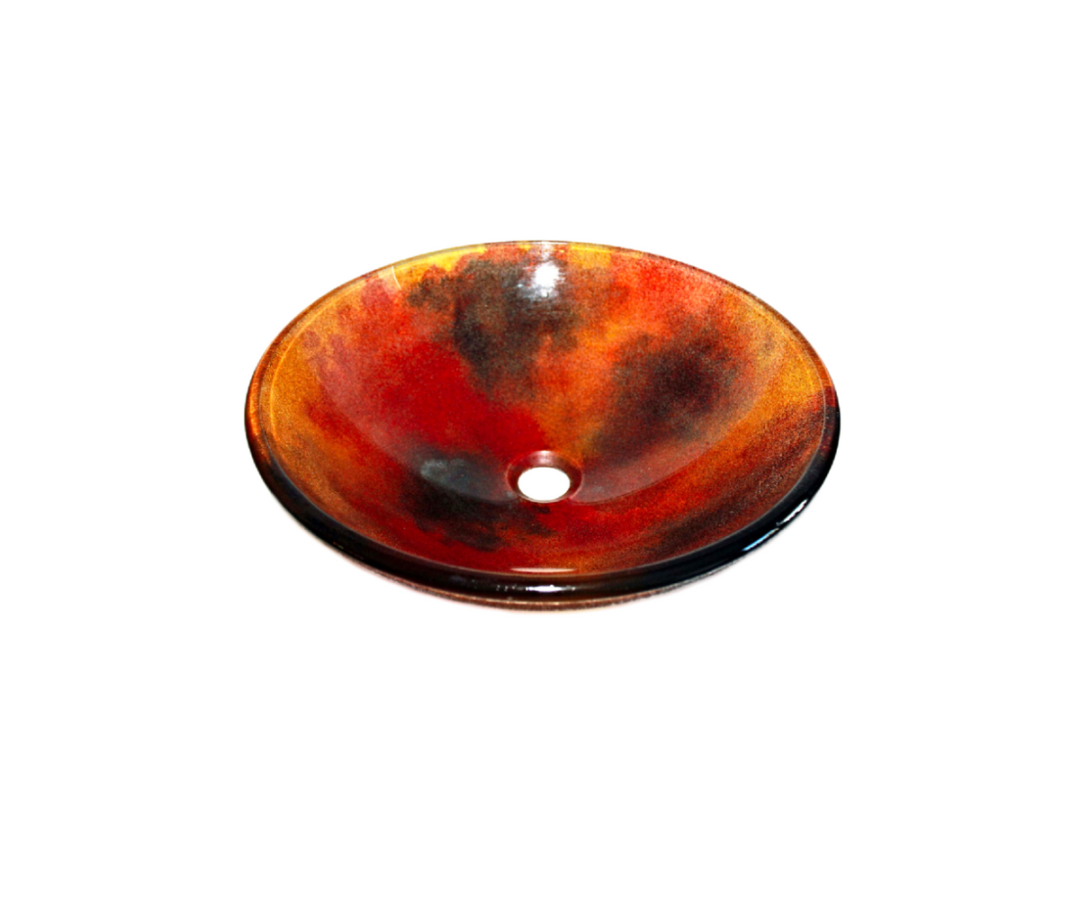 VENUS 420*140 Burnt Orange * Brown Round External Textured Tempered Glass Countertop Vanity Basin