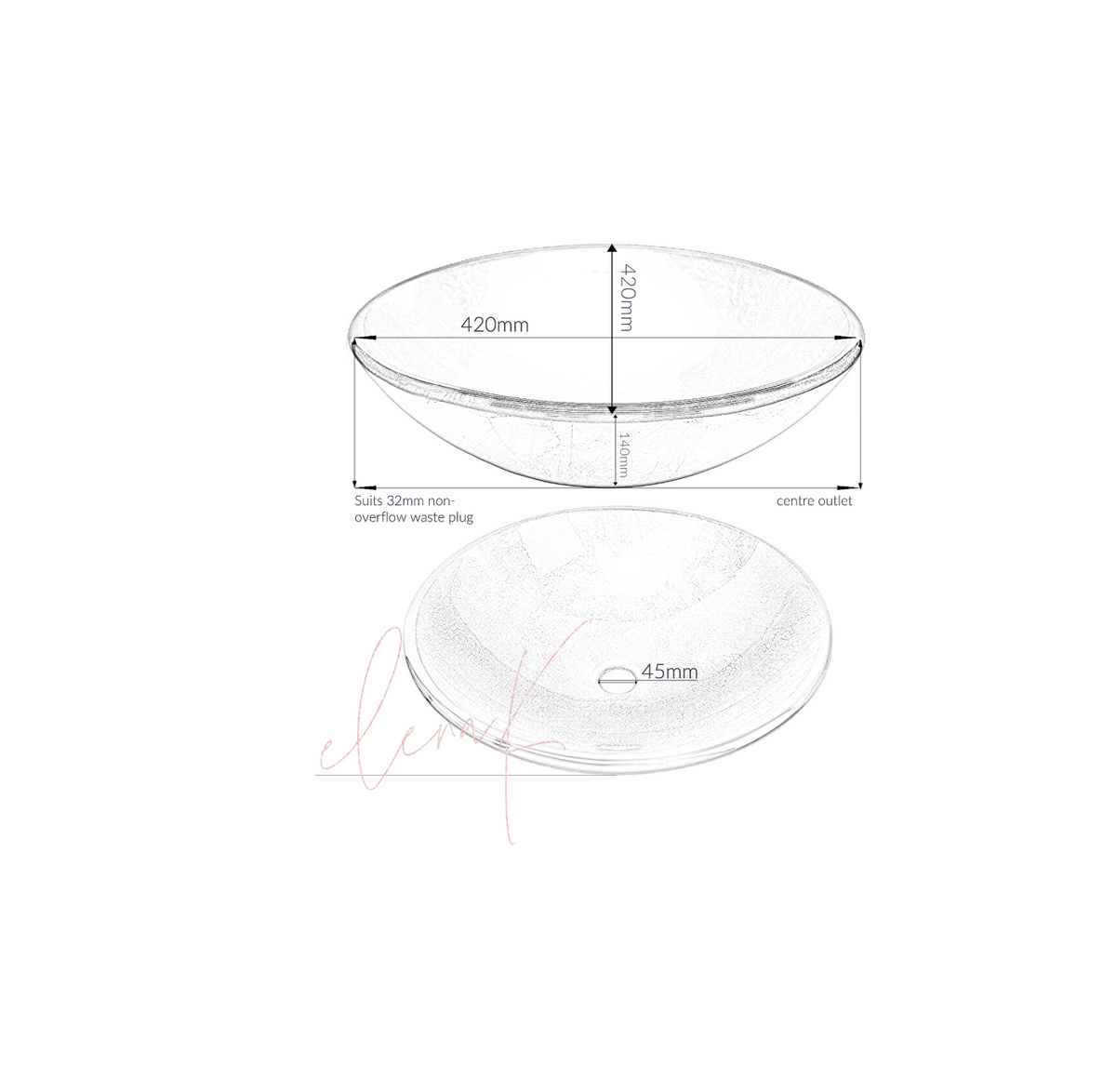 VENUS 420*140 Burnt Orange * Brown Round External Textured Tempered Glass Countertop Vanity Basin