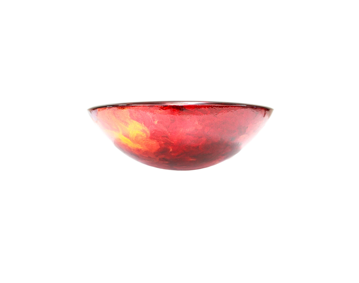 CYCLONE 420*140 Red * Gold Round Tempered Glass Vanity Basin