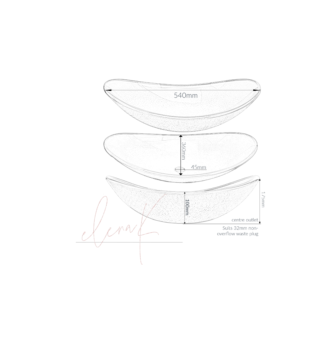 SORBET 540*360*100/175 Tapered Oval Vivid Pink Tempered Glass Countertop Vanity Basin