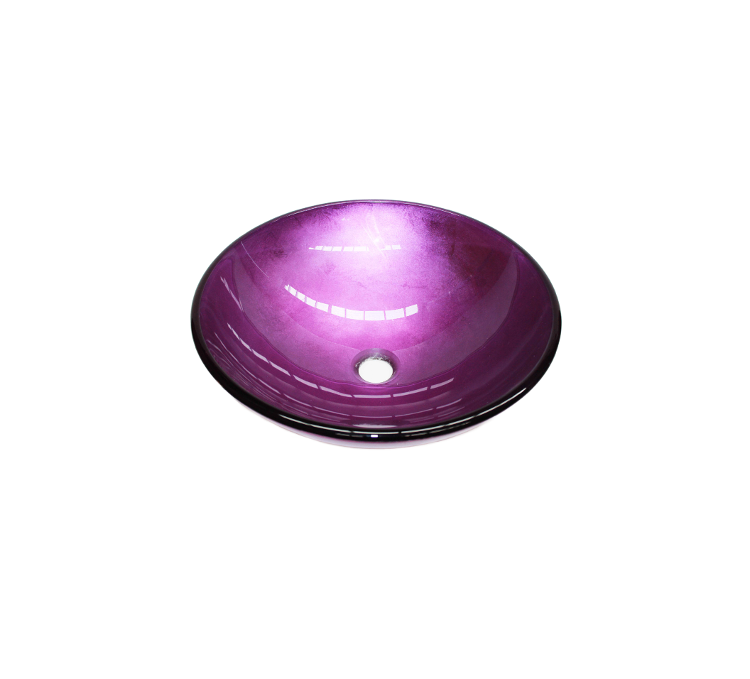 MILAN 420*140 Purple Round Tempered Glass Countertop Vanity Basin