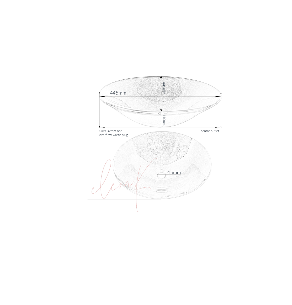RED MIST 445*140 Red * Black Round Tapered Tempered Glass Countertop Vanity Basin