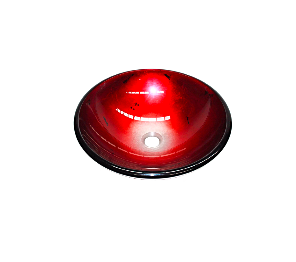 MYRTLE RED 420*140 Red * Black Round Tempered Glass Countertop Vanity Basin