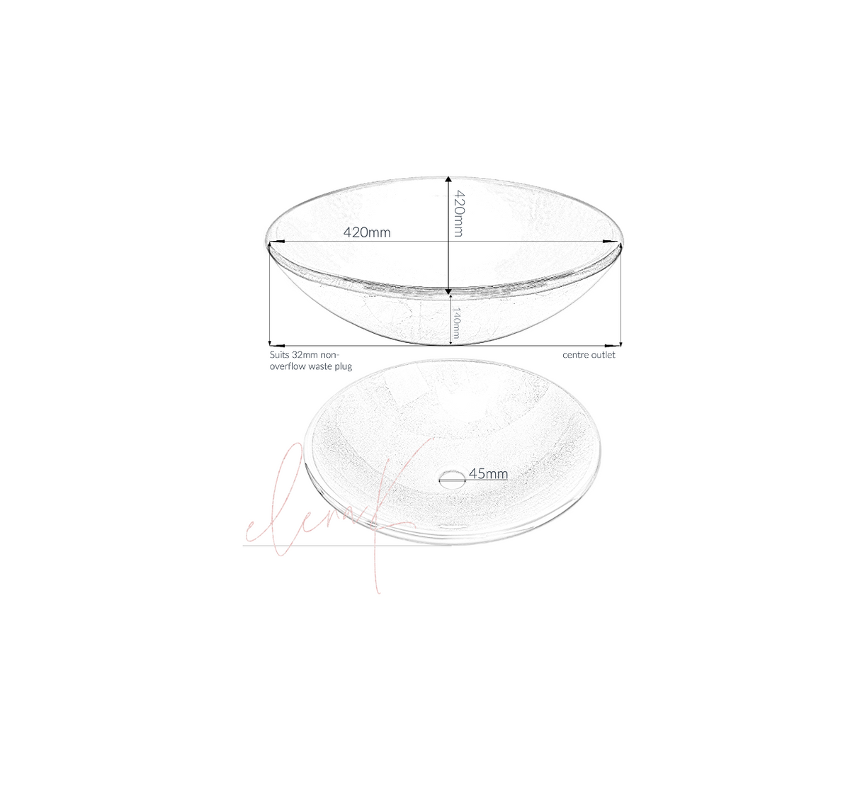 MYRTLE RED 420*140 Red * Black Round Tempered Glass Countertop Vanity Basin