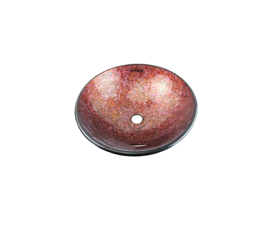 VIENNA 420*140 Red * Purple/Pink & Black Round Tempered Glass Countertop Basin