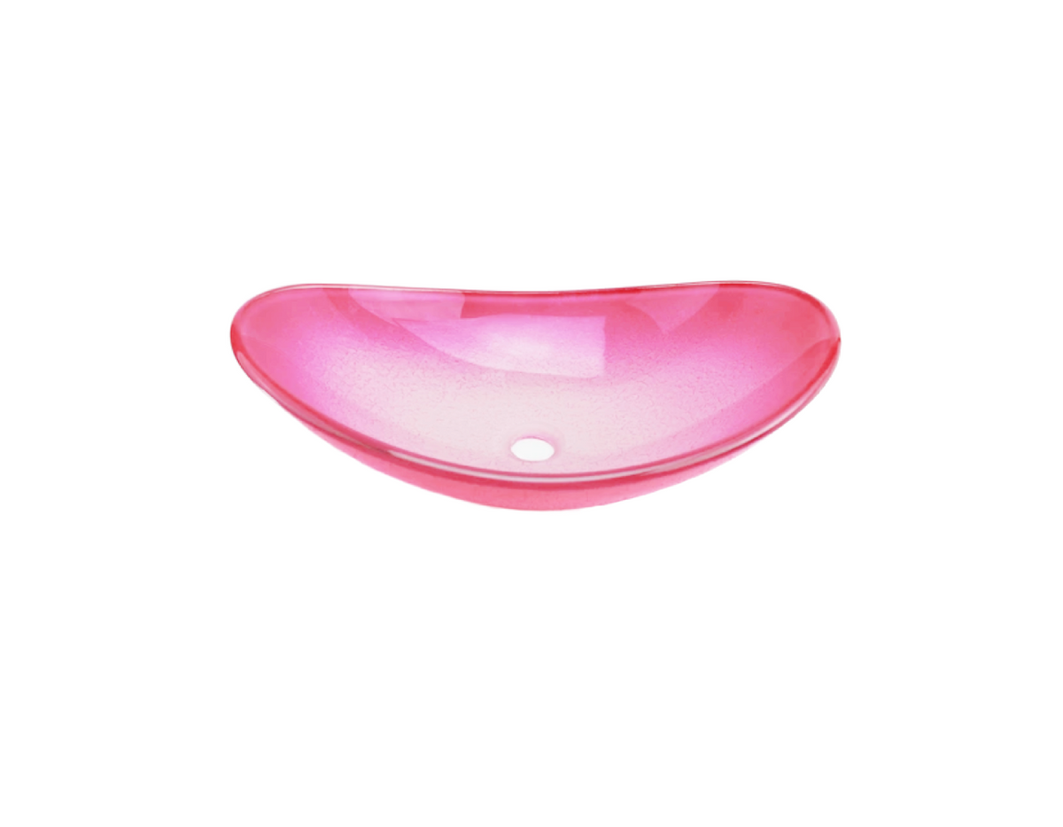 SORBET 540*360*100/175 Tapered Oval Vivid Pink Tempered Glass Countertop Vanity Basin