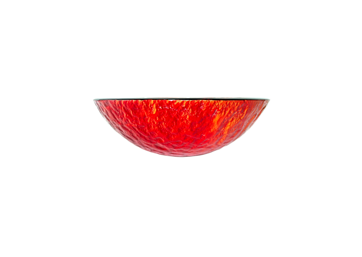 VOLCANO RED 420*140 Red Round Textured Tempered Glass Vanity Basin