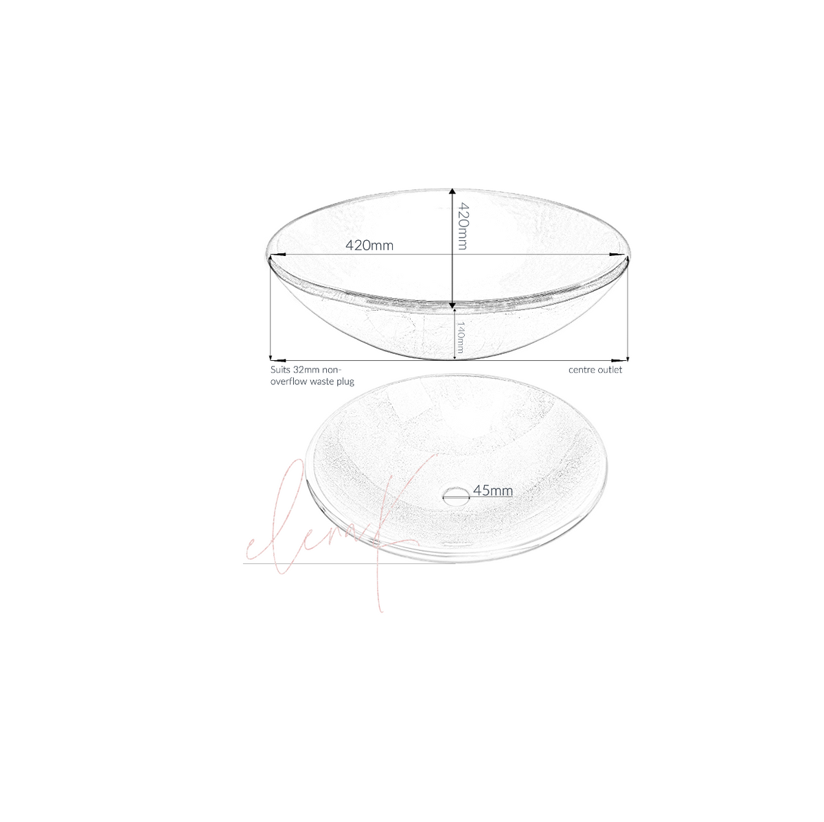 VOLCANO RED 420*140 Red Round Textured Tempered Glass Vanity Basin