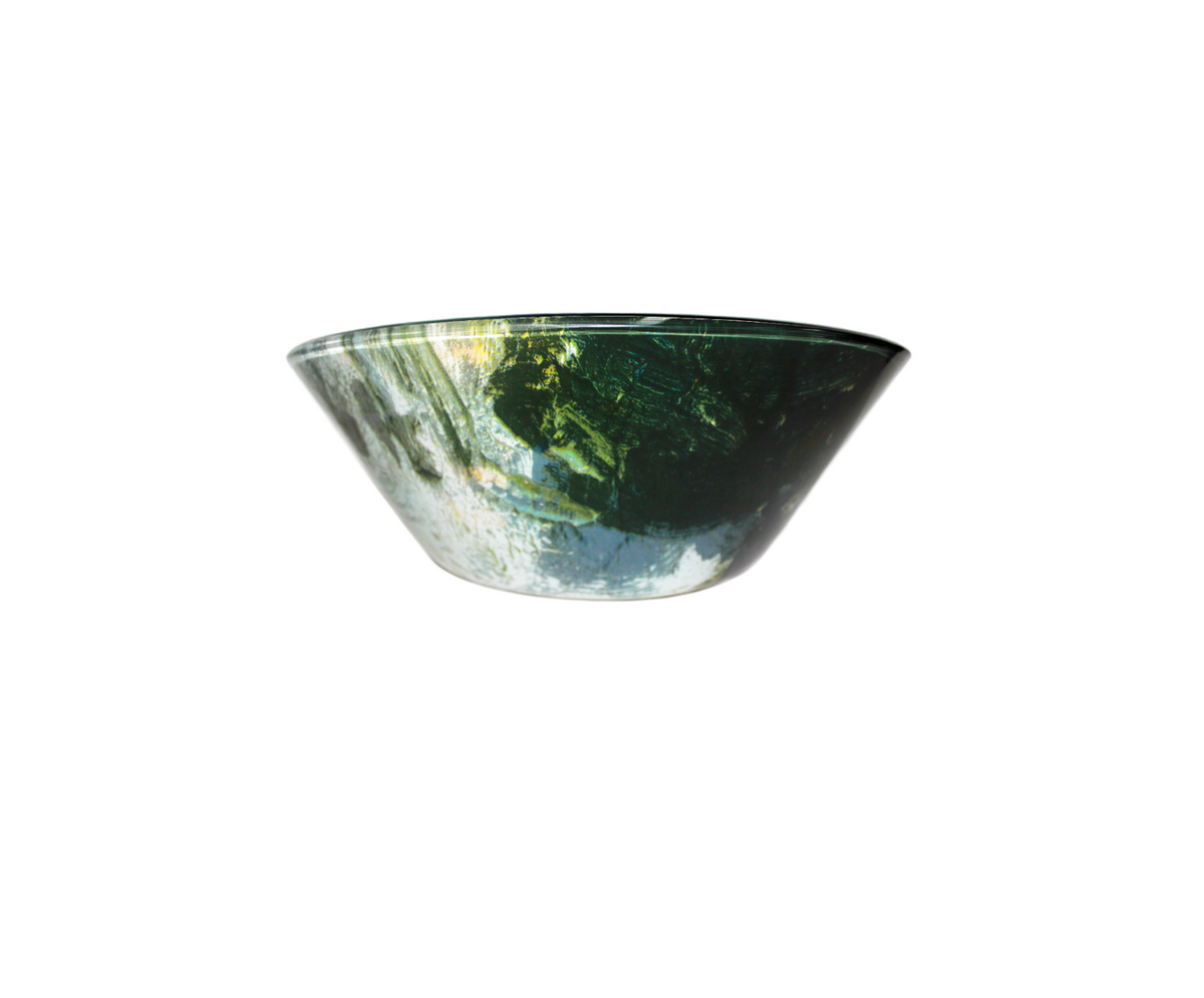 TIDAL 420*140 Green * White Vein Marble Effect Tapered Round Double Layer Tempered Glass Countertop Vanity Basin