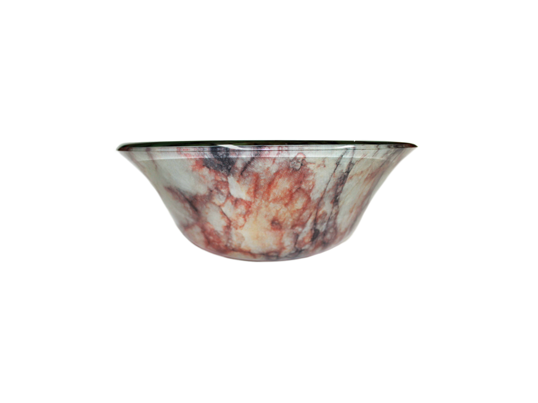 MARBLE ENON 420*140 Brown * Marble Effect Tapered Round Double Layer Tempered Glass Countertop Vanity Basin