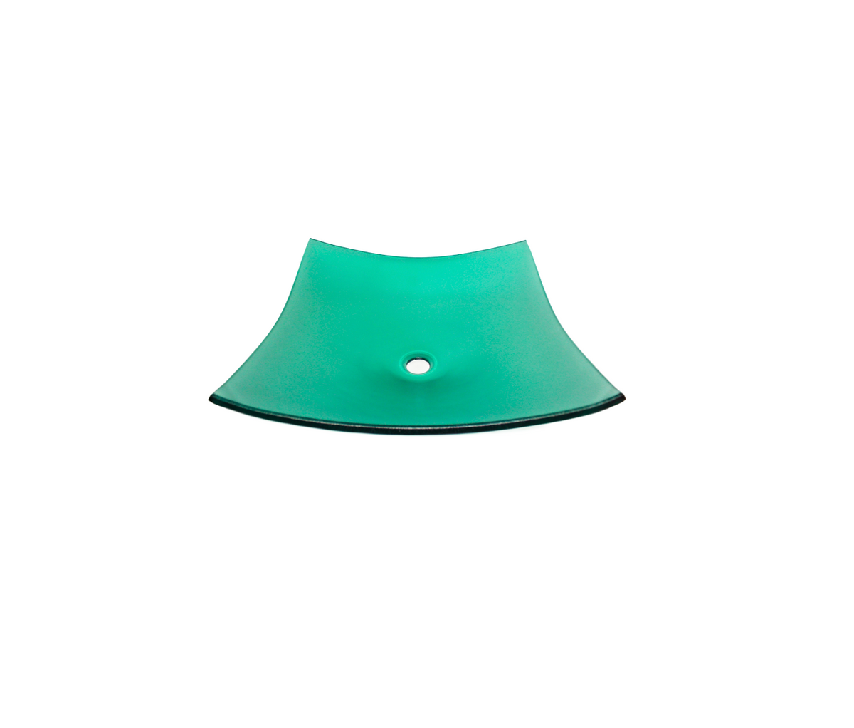 TITAN 475*475*115 Green Semi-Translucent Tapered Square Tempered Glass Countertop Vanity Basin