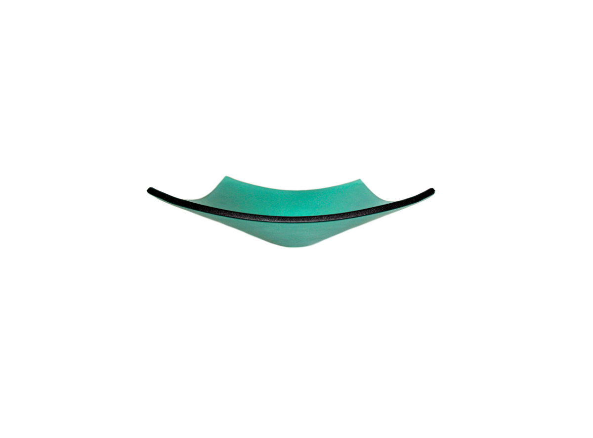 TITAN 475*475*115 Green Semi-Translucent Tapered Square Tempered Glass Countertop Vanity Basin