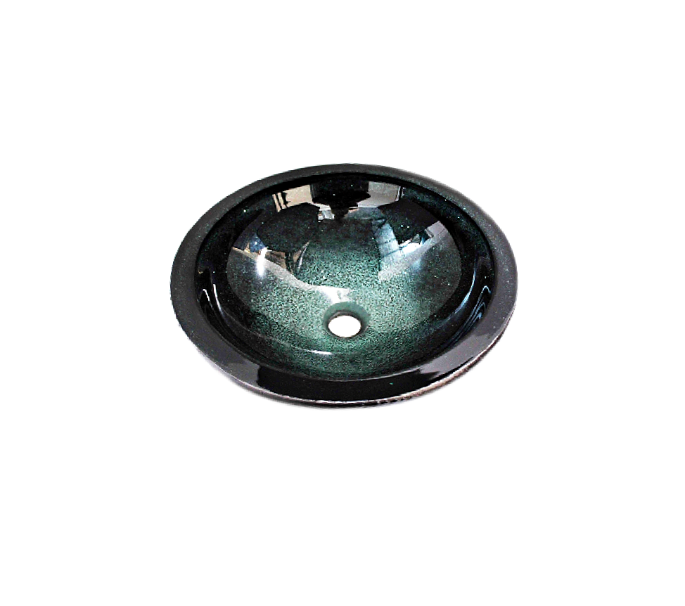 RAVEN 405*140 Green * Night Black Round Thick Edge Tempered Glass Countertop Vanity Basin
