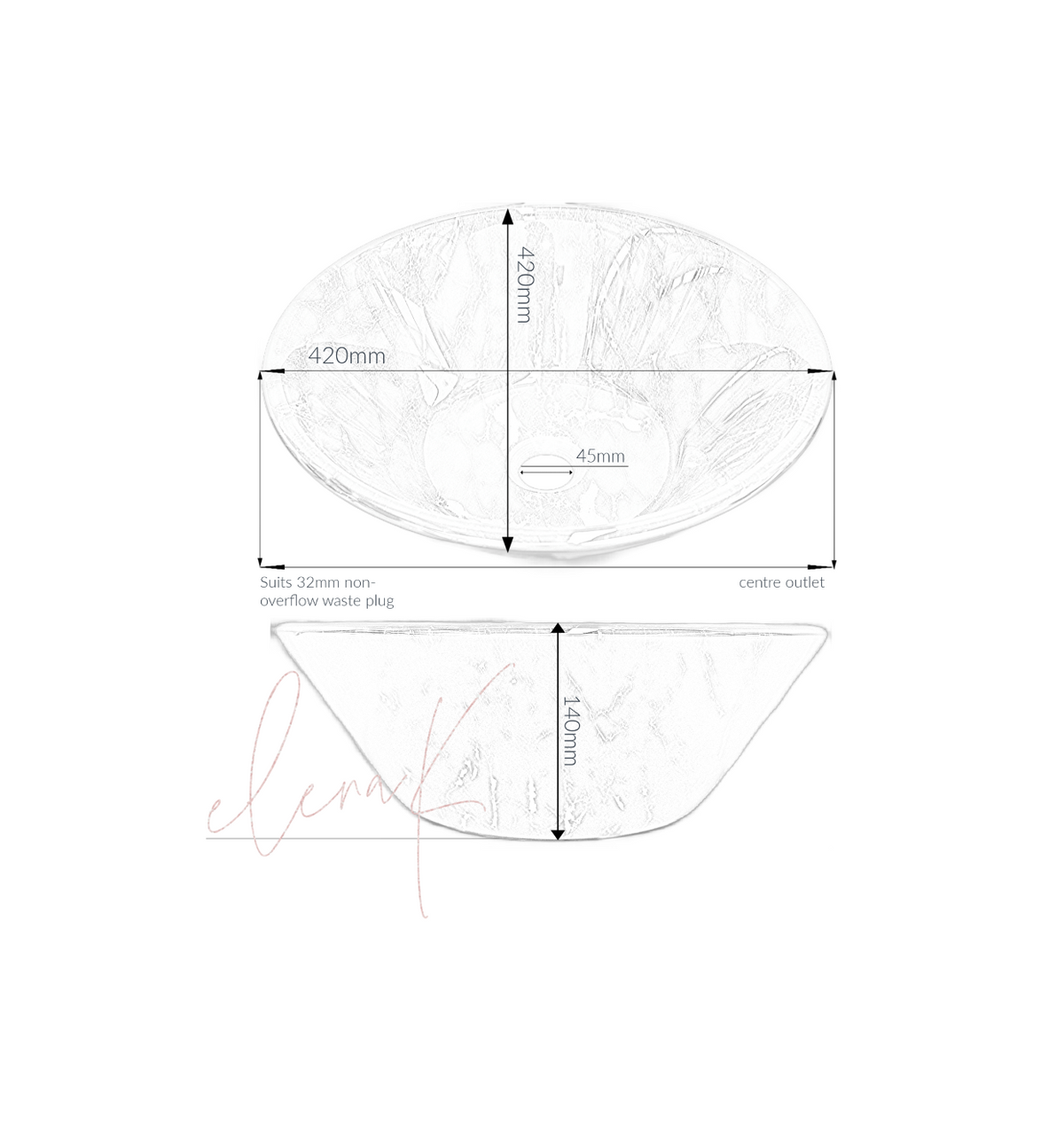 SHATTERED 420*140 Green Vein Marble Effect Tapered Round Double Layer Tempered Glass Countertop Vanity Basin