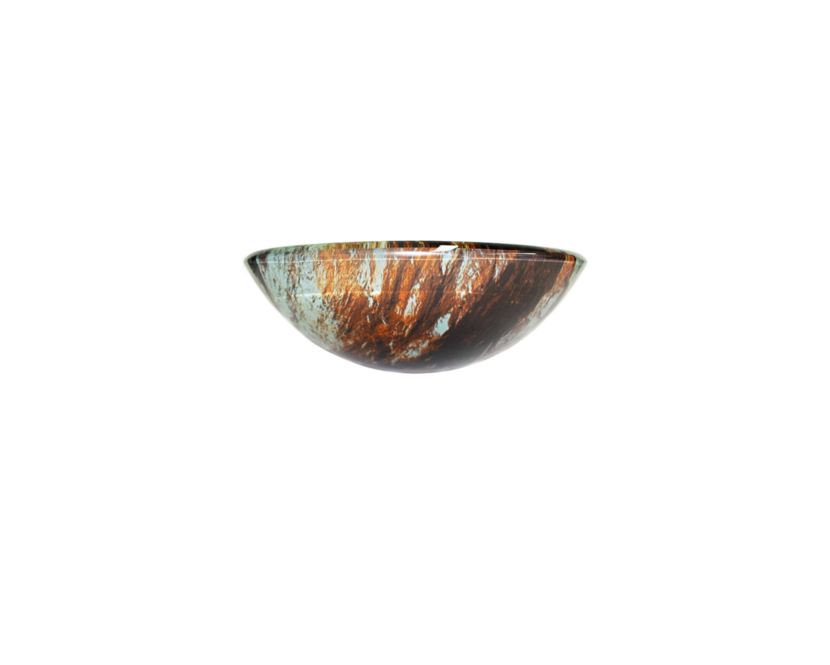 CAMEO 420*140 Brown * White Round Double Layer Tempered Glass Countertop Vanity Basin