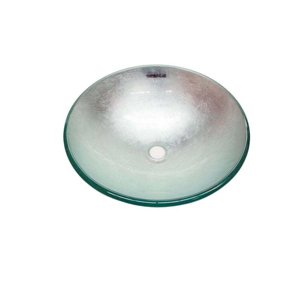 MIRAGE 420*140 Silver Round Tempered Glass Countertop Vanity Basin