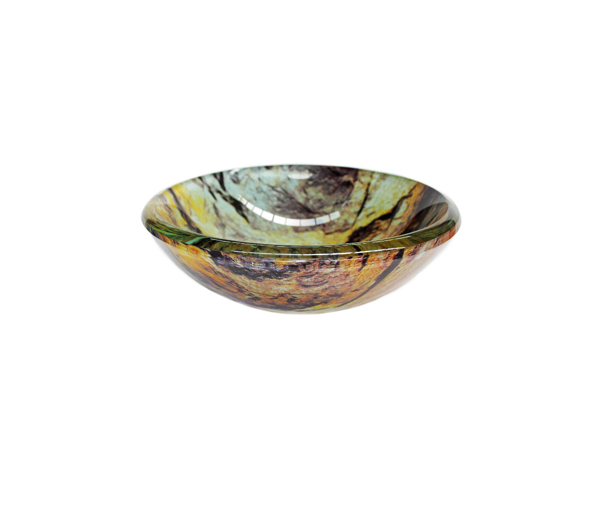 AUTUMN (S) 310*115 Brown * Earthen Compact Round Double Layer Tempered Glass Countertop Vanity Basin