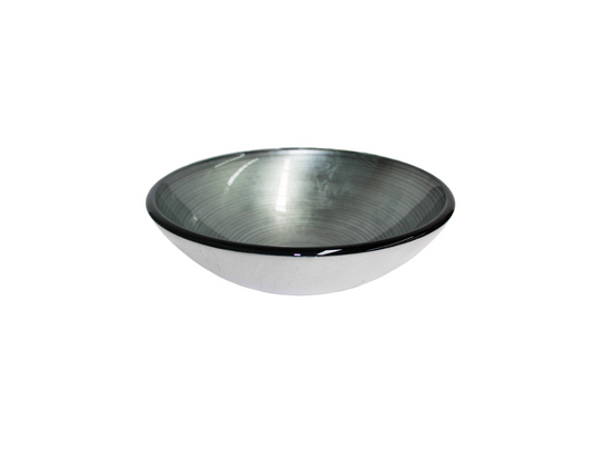METALLIC GREY 420*140 Silver Round Tempered Glass Countertop Vanity Basin