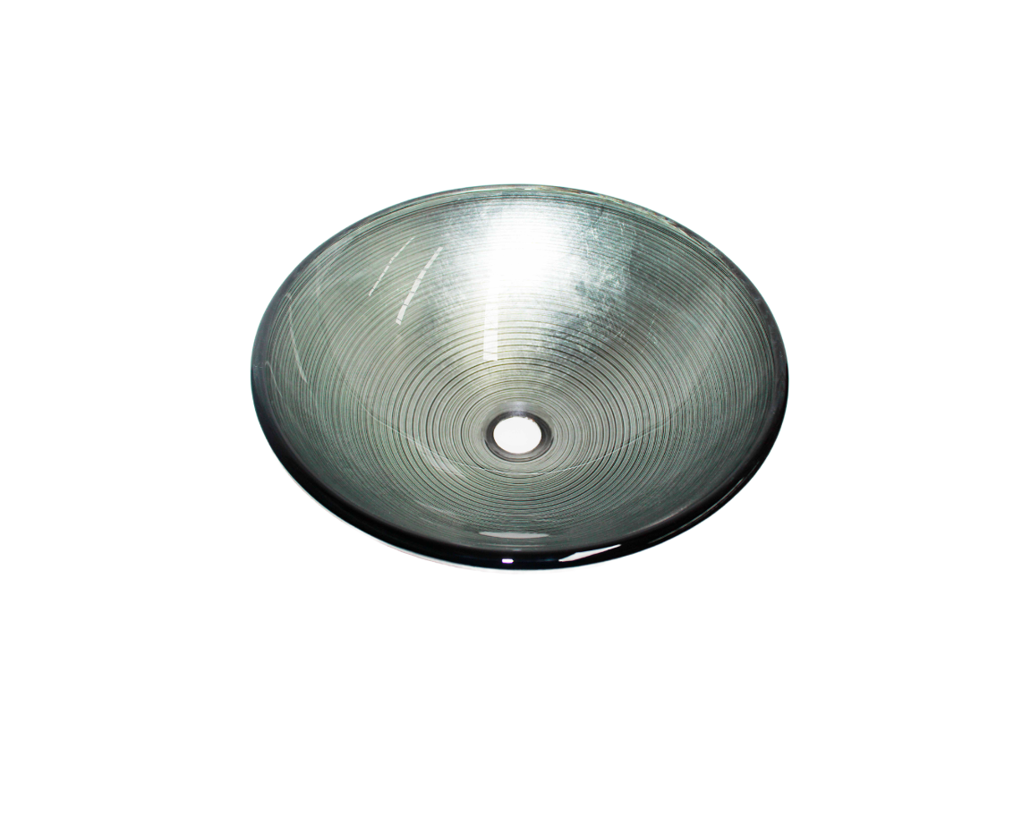 METALLIC GREY 420*140 Silver Round Tempered Glass Countertop Vanity Basin