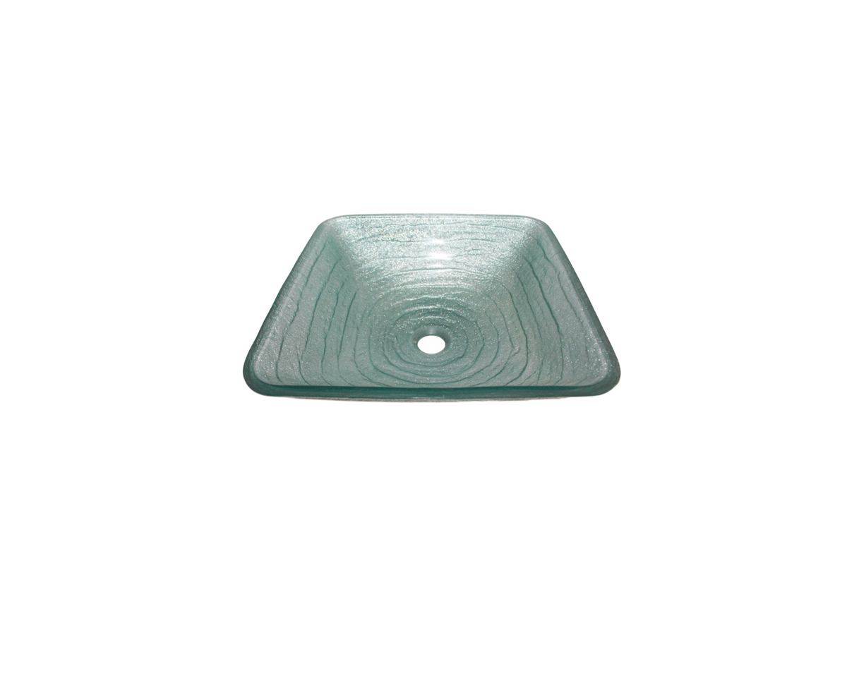 SILVER THORN (B) 440*440*135 Silver Tapered Square Tempered Glass Countertop Vanity Basin