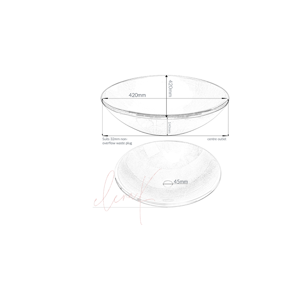 NEPTUNE 420*140 Green Semi-Translucent Round Tempered Glass Countertop Basin
