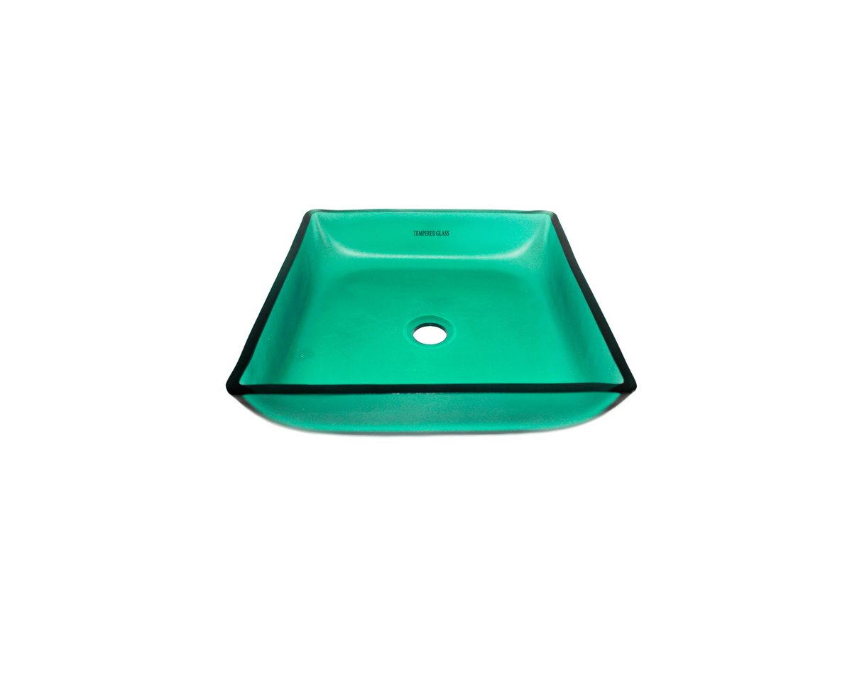 EMERALD 390*390*100 Square Semi-Translucent Tempered Glass Vanity Basin