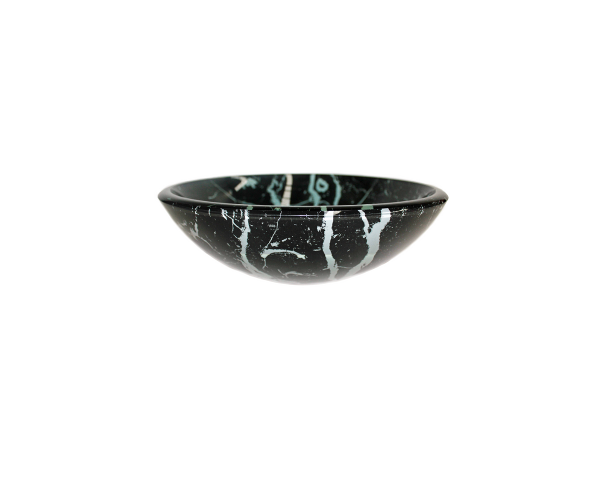 MARBLE ONYX 420*140 Black * White Round Double Layered Tempered Glass Countertop Vanity Basin