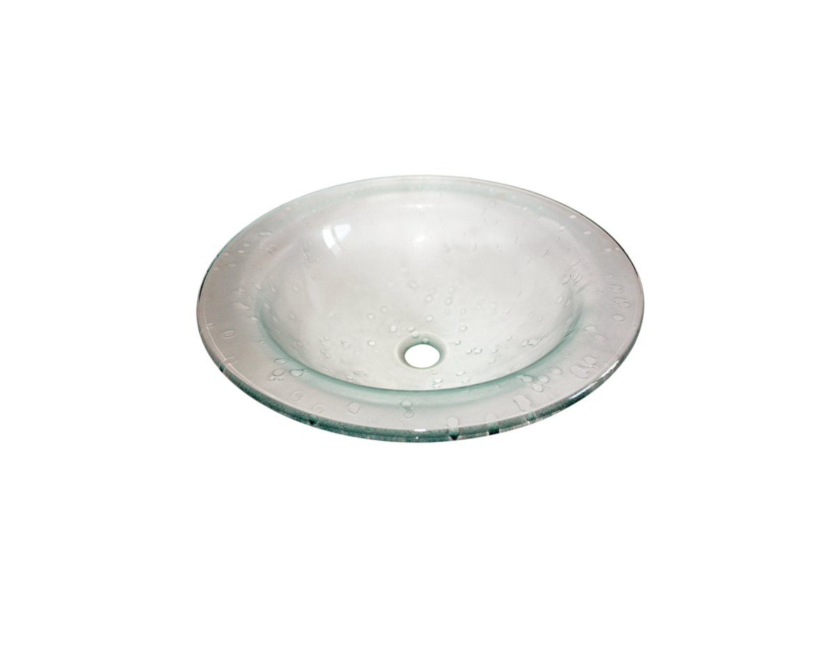 EVEREST 450*130 Clear Tapered Round Textured Tempered Glass Countertop Vanity Basin