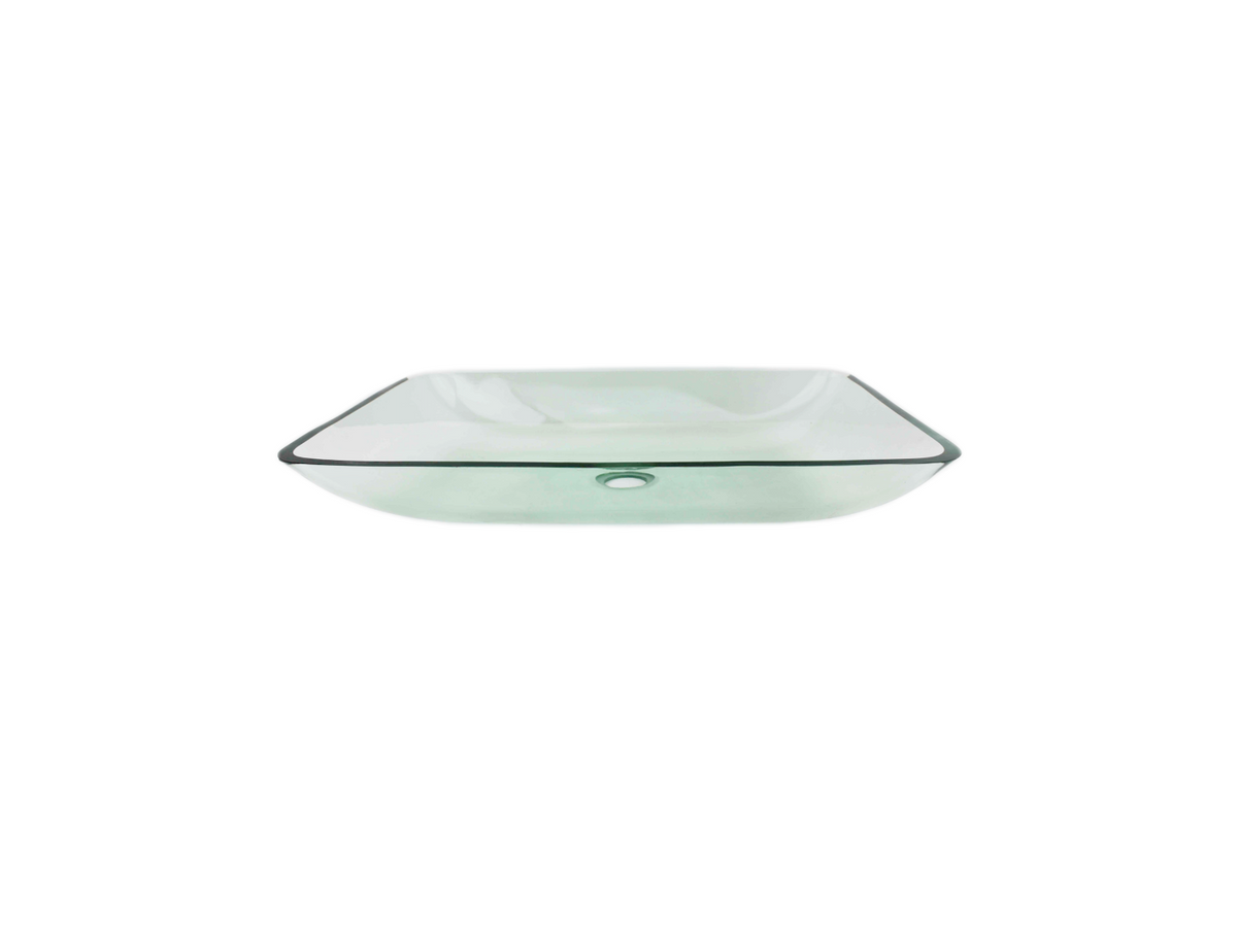 CLEAR VIEW 560*360*100 Clear Translucent Rectangle Curve Low Line Tempered Glass Countertop Vanity Basin