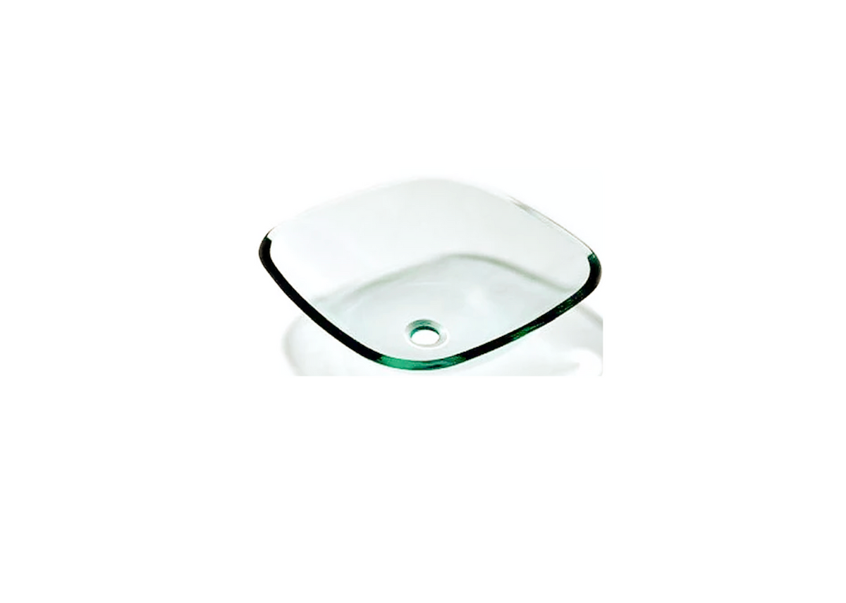 OPAX CLEAR 435*415*140 Translucent Tapered Square Tempered Glass Countertop Vanity Basin