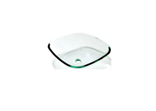 OPAX CLEAR 435*415*140 Translucent Tapered Square Tempered Glass Countertop Vanity Basin