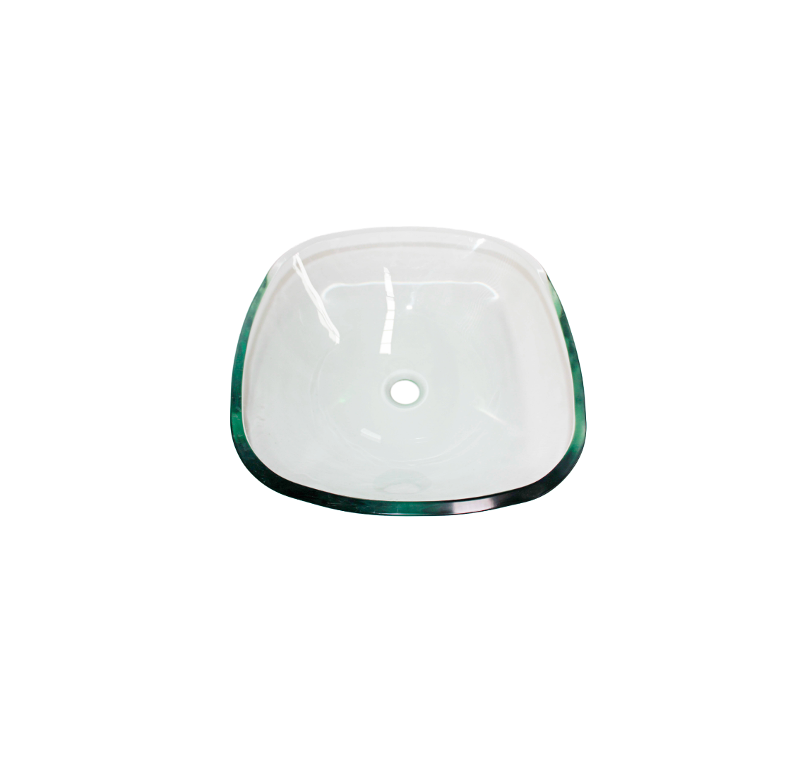 OPAX CLEAR 435*415*140 Translucent Tapered Square Tempered Glass Countertop Vanity Basin