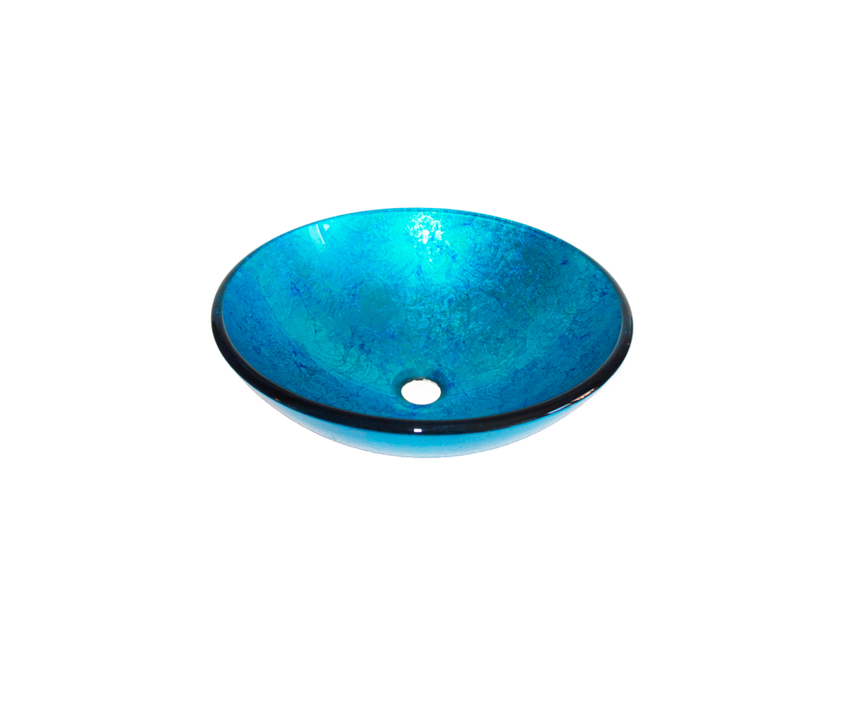 MYSTIC BLUE 420*140 Lighter Blue Round Tempered Glass Countertop Vanity Basin