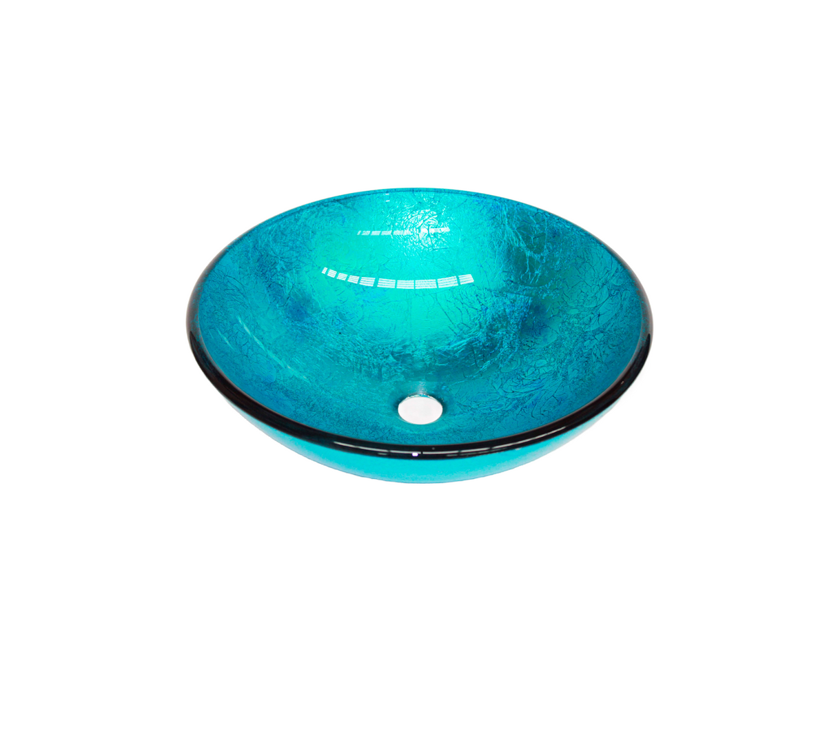 BLUE LURE 420*140 Blue Round Tempered Glass Countertop Vanity Basin