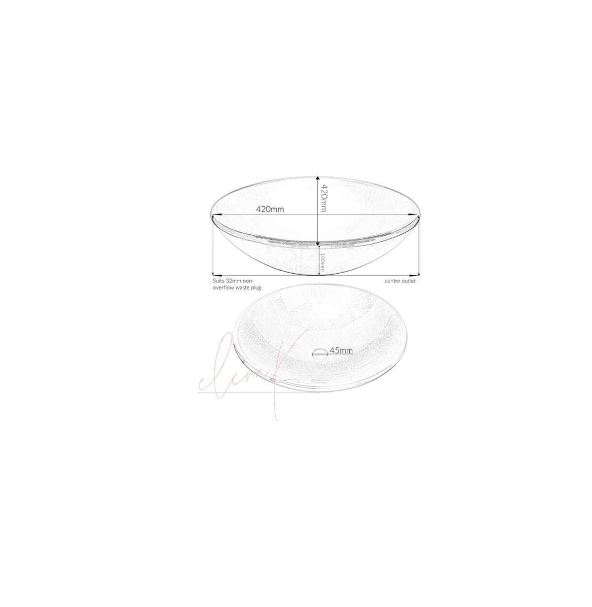 BLUE LURE 420*140 Blue Round Tempered Glass Countertop Vanity Basin