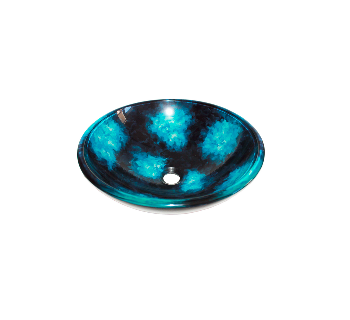 SAPPHIRE BLUE 420*140 Blue * Black Round Tempered Glass Countertop Vanity Basin