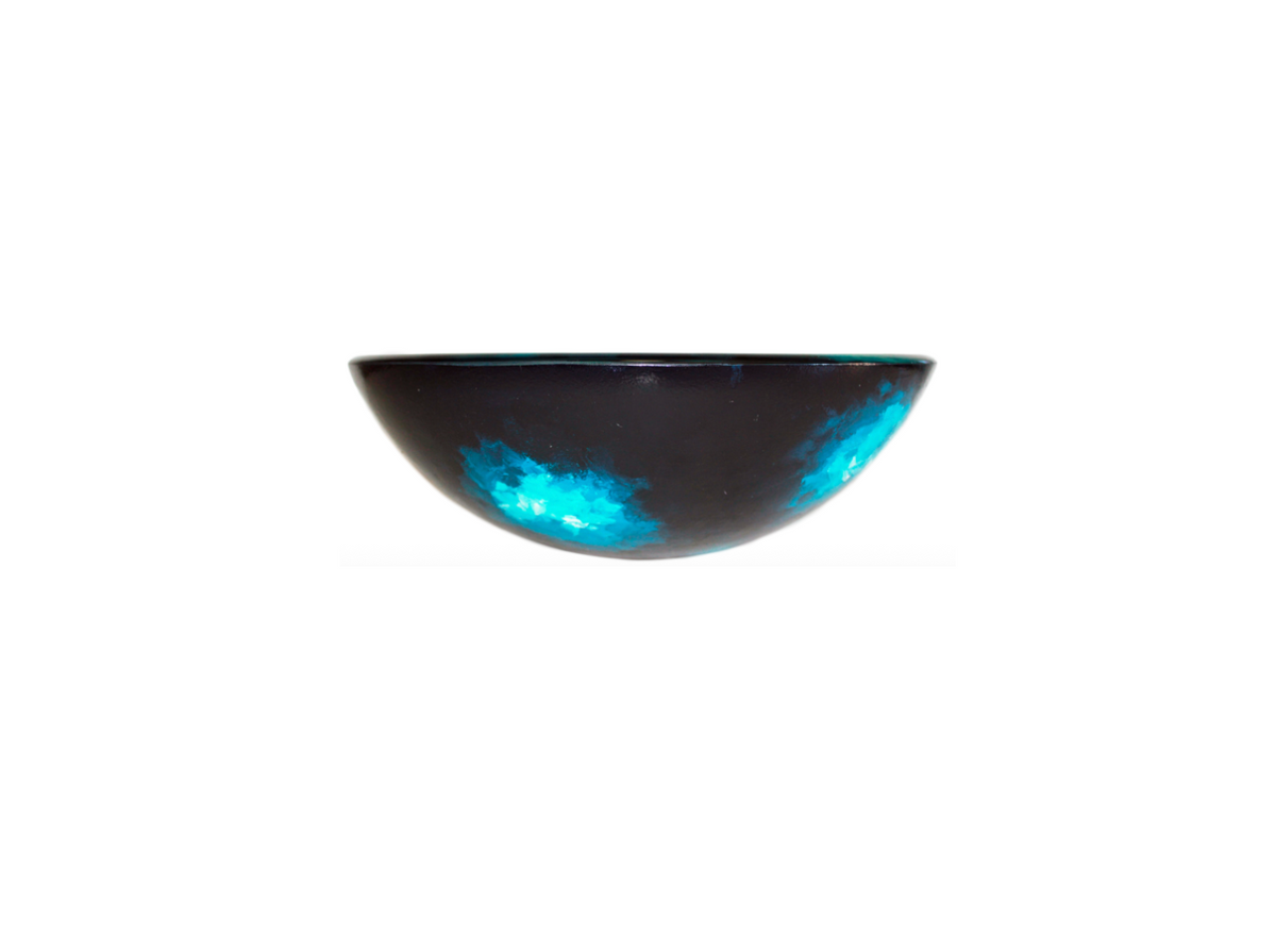 SAPPHIRE BLUE 420*140 Blue * Black Round Tempered Glass Countertop Vanity Basin