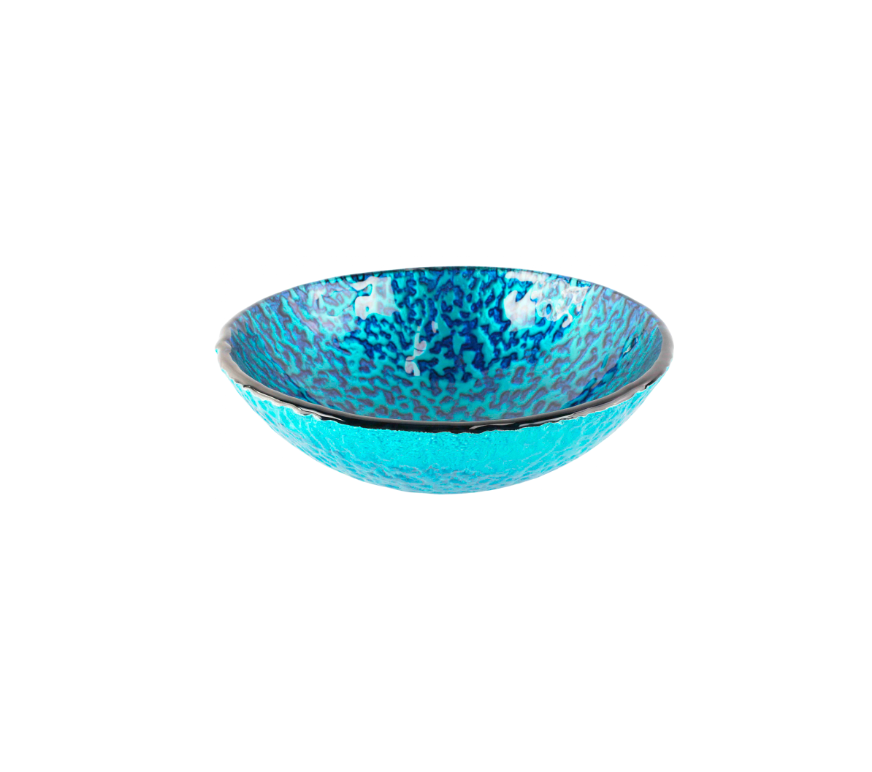 VOLCANO BLUE (B) 420*140 Electric Blue Round Tempered Glass Countertop Vanity Basin