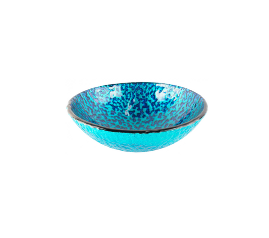 VOLCANO BLUE (B) 420*140 Electric Blue Round Tempered Glass Countertop Vanity Basin