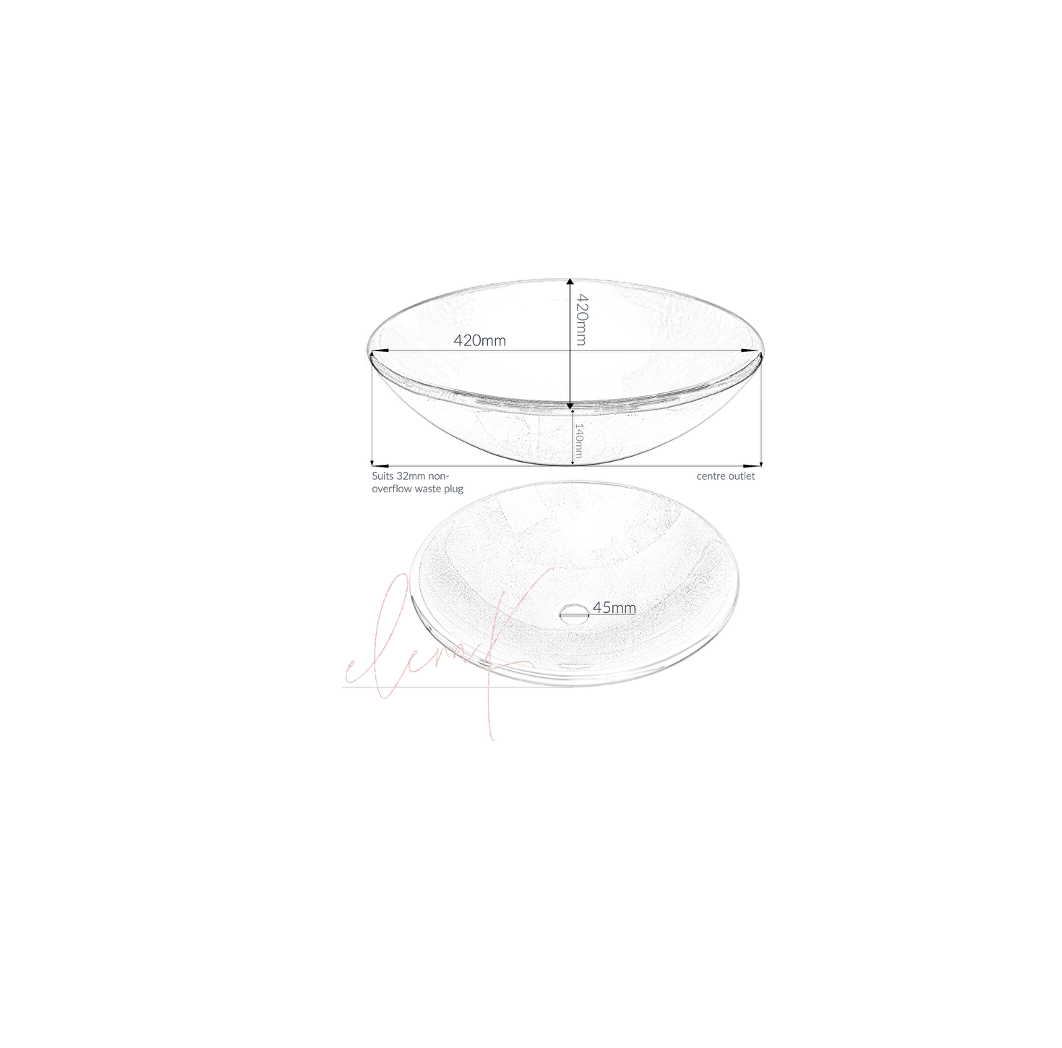 WAVE 420*140 Blue * White Round Double Layer Tempered Glass Countertop Vanity Basin