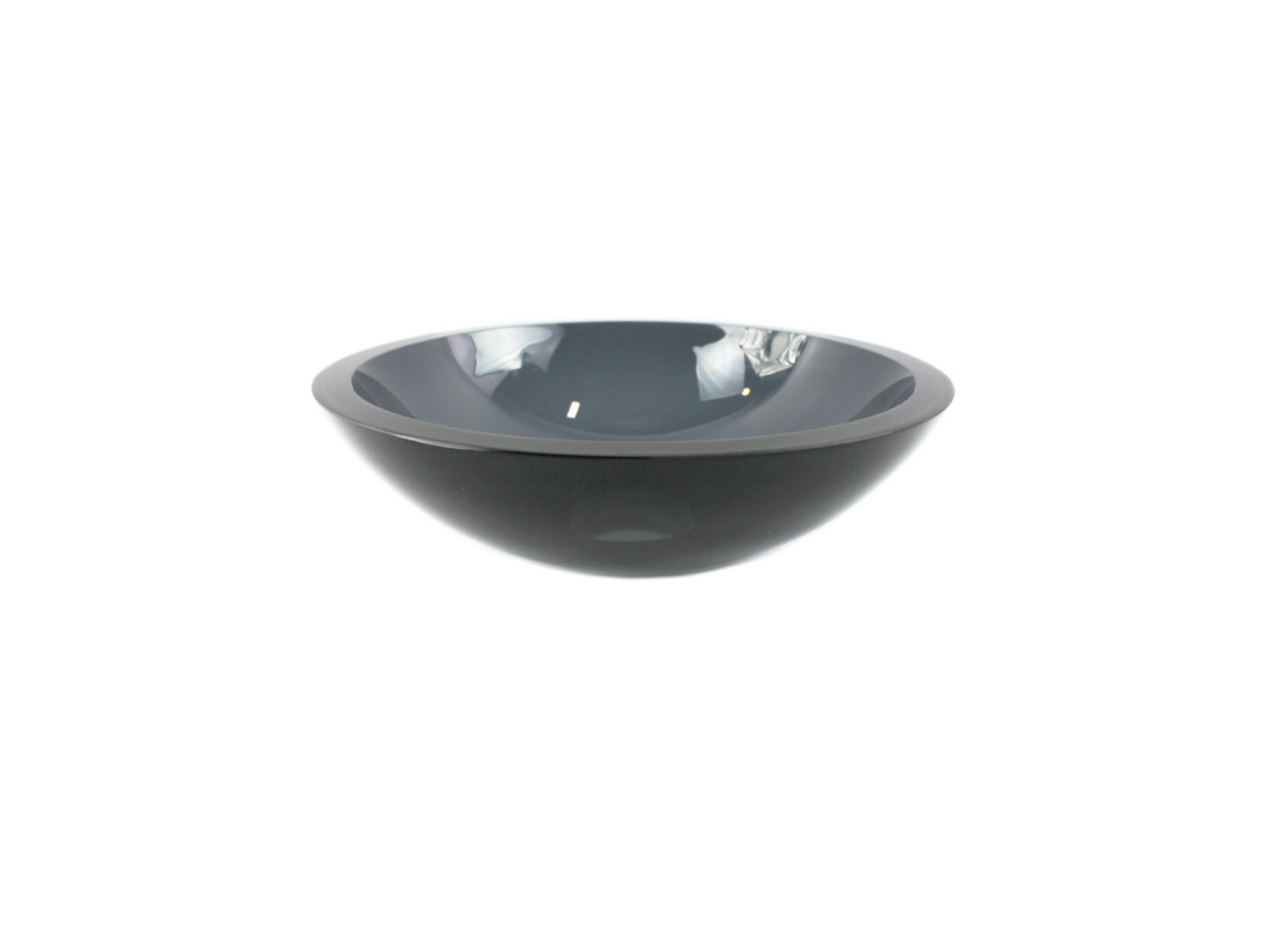 MIDNIGHT SHADE 420*135*19 Black Round Thick Edge Semi-Translucent Tempered Glass Countertop Vanity Basin