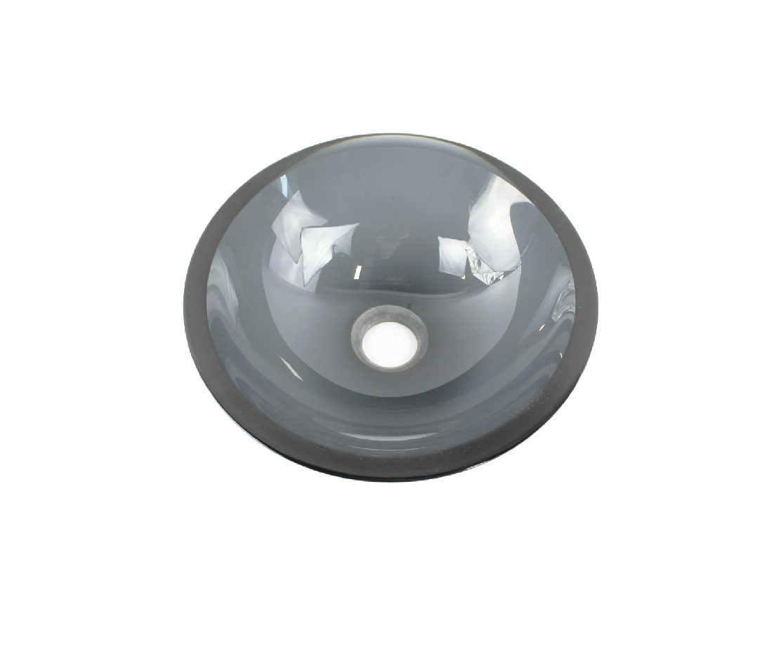 MIDNIGHT SHADE (COMPACT) 310*130*19 Black Semi-Translucent Thick Edge Tempered Glass Countertop Vanity Basin