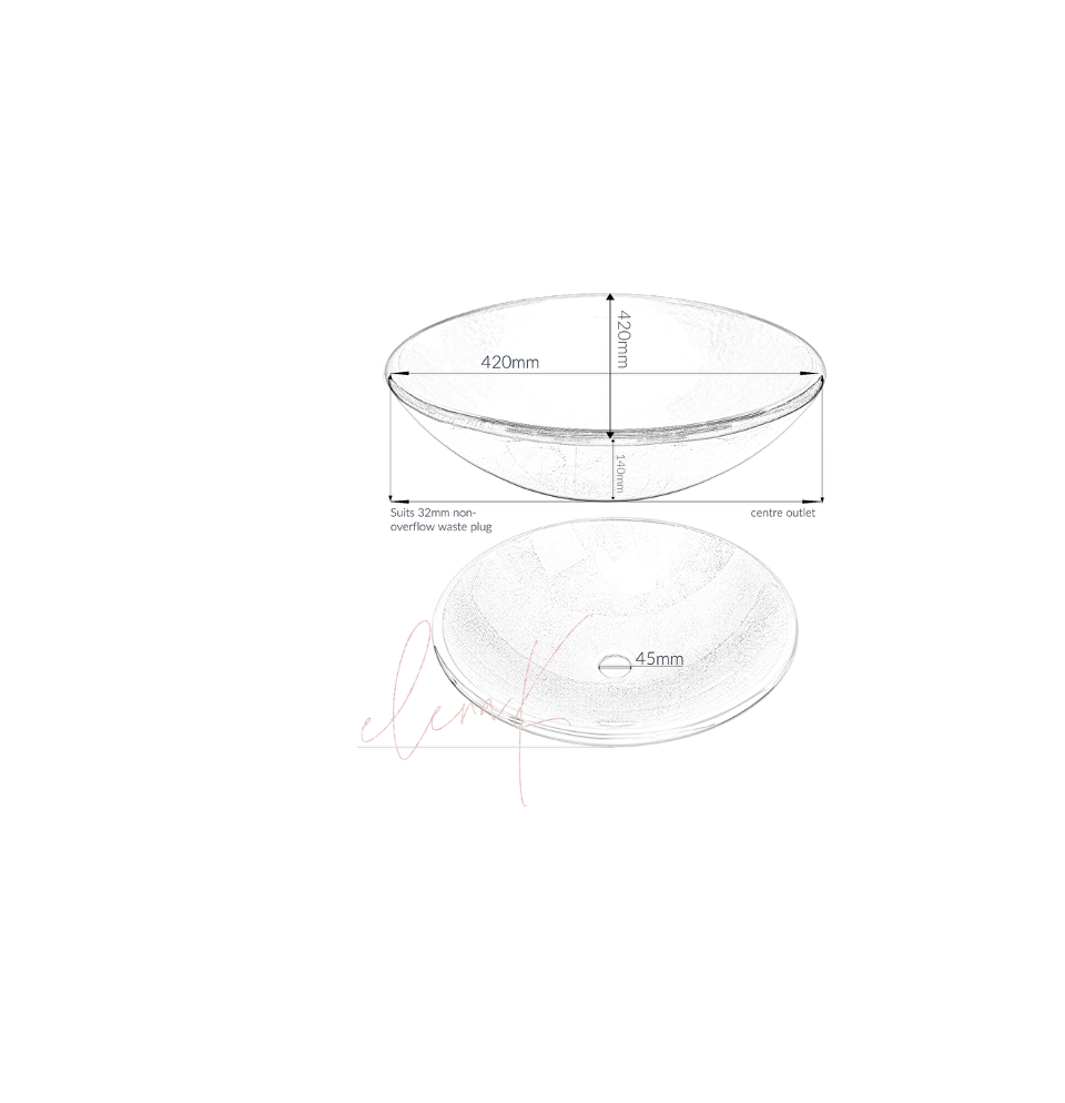 MID BLUE MOON 420*140 Round Semi-Translucent Blue Black Tempered Countertop Glass Vanity Basin