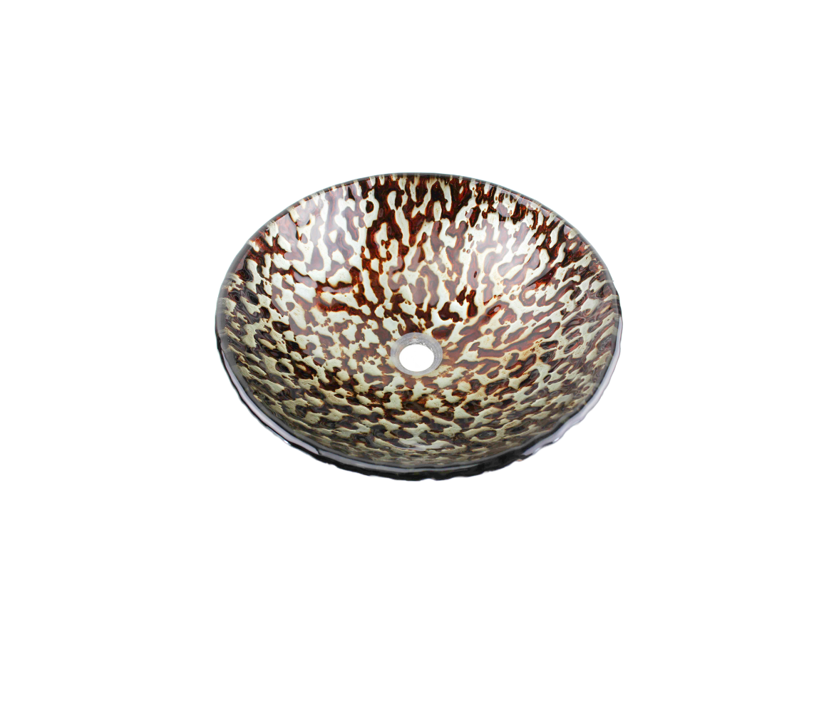 TORNADO 420*140 Black * Silvery Gold Round Tempered Glass Countertop Basin