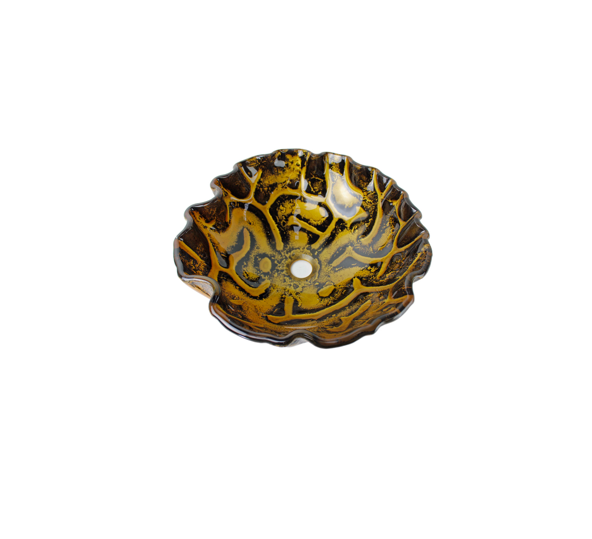 CLAMSHELL GOLD 420*140 Gold * Brown Round Clamshell Tempered Glass Countertop Basin