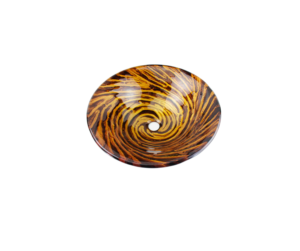 HURRICANE 420*140 Brown External Etch Round Tapered Tempered Glass Countertop Basin