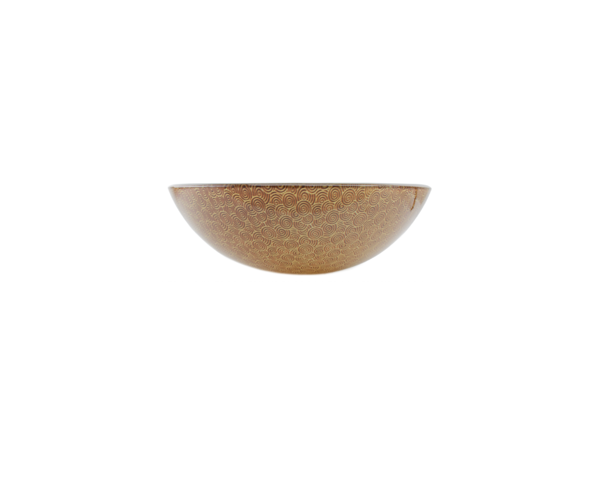 RUSTY BLISS 420*140 Brown Pattern Round Tempered Glass Double Layer Countertop Vanity Basin