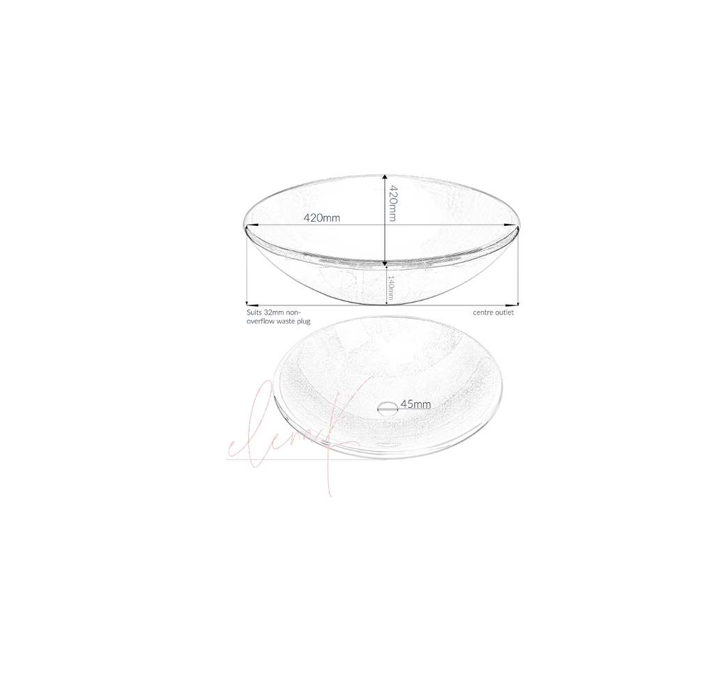 RUSTY BLISS 420*140 Brown Pattern Round Tempered Glass Double Layer Countertop Vanity Basin